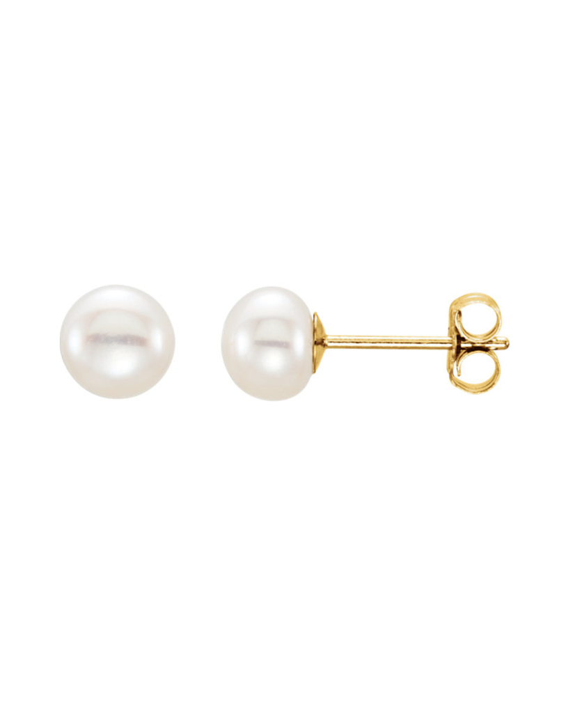The Cross Studs-Pearl