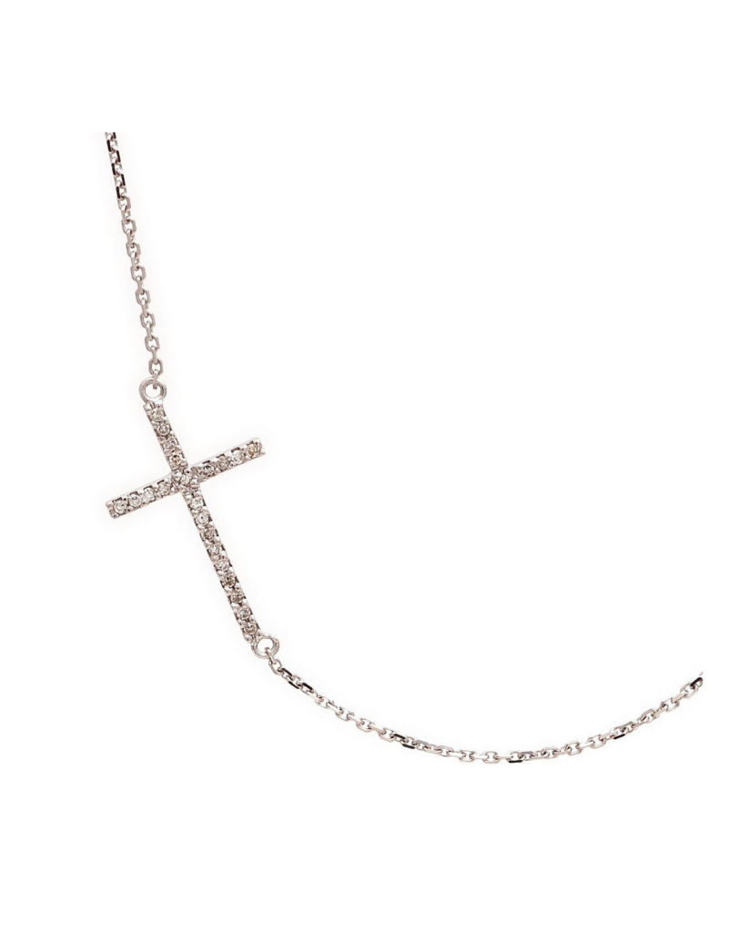 Diamond Sideways Cross Necklace | nazariandiamonds